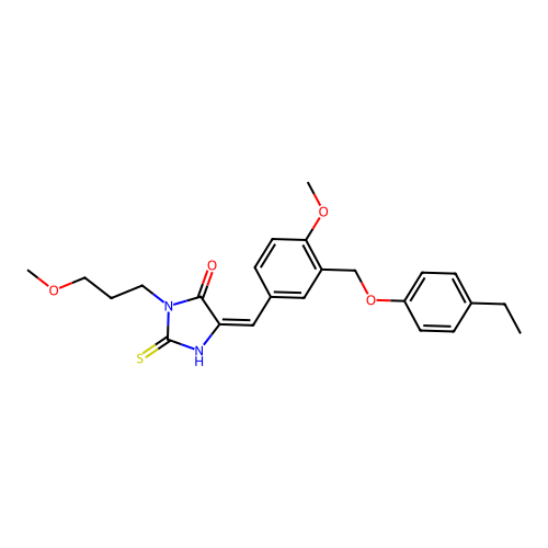 (5E)-5-[[3-[(4-ethylphenoxy)methyl]-4-methoxyphenyl]methylidene]-3-(3-methoxypropyl)-2-sulfanylideneimidazolidin-4-one structure