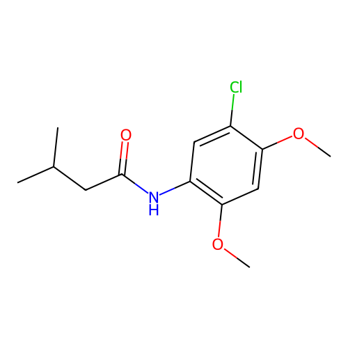 N-(5-chloro-2,4-dimethoxyphenyl)-3-methylbutanamide structure