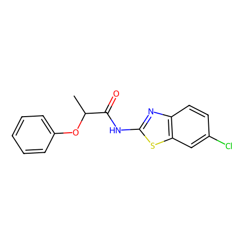 N-(6-chloro-1,3-benzothiazol-2-yl)-2-phenoxypropanamide structure