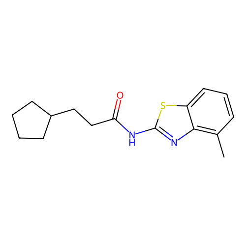 3-cyclopentyl-N-(4-methyl-1,3-benzothiazol-2-yl)propanamide structure