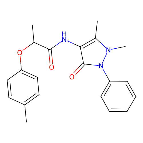N-(1,5-dimethyl-3-oxo-2-phenylpyrazol-4-yl)-2-(4-methylphenoxy)propanamide structure