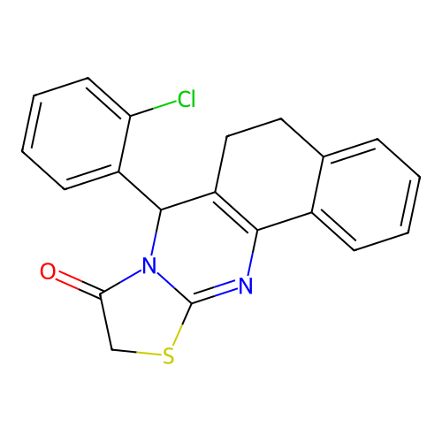 7-(2-chlorophenyl)-5,7-dihydro-6H-benzo[h][1,3]thiazolo[2,3-b]quinazolin-9(10H)-one structure