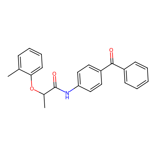 N-(4-benzoylphenyl)-2-(2-methylphenoxy)propanamide structure