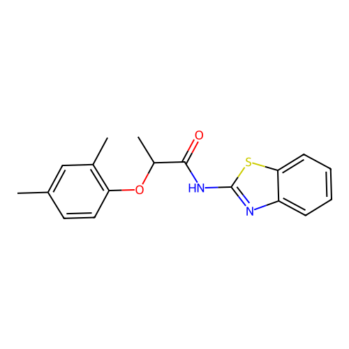 N-(1,3-benzothiazol-2-yl)-2-(2,4-dimethylphenoxy)propanamide structure