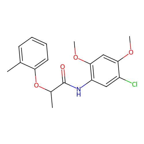 N-(5-chloro-2,4-dimethoxyphenyl)-2-(2-methylphenoxy)propanamide structure