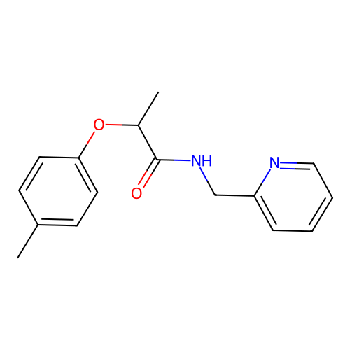2-(4-methylphenoxy)-N-(pyridin-2-ylmethyl)propanamide structure
