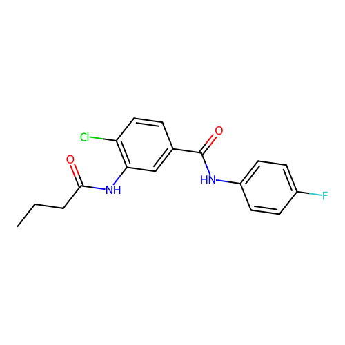 3-(butyrylamino)-4-chloro-N-(4-fluorophenyl)benzamide structure