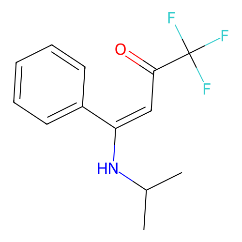 (E)-1,1,1-trifluoro-4-phenyl-4-(propan-2-ylamino)but-3-en-2-one structure