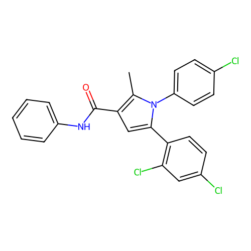 1-(4-chlorophenyl)-5-(2,4-dichlorophenyl)-2-methyl-n-phenyl-1h-pyrrole-3-carboxamide structure