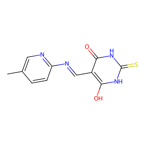 5-(((5-methylpyridin-2-yl)amino)methylene)-2-thioxodihydropyrimidine-4,6(1H,5H)-dione structure