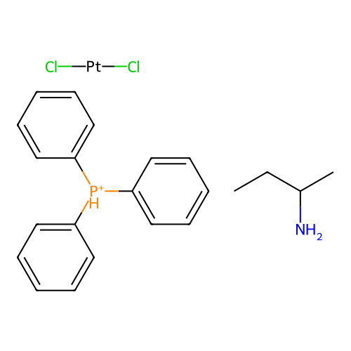 butan-2-amine,dichloroplatinum,triphenylphosphanium structure