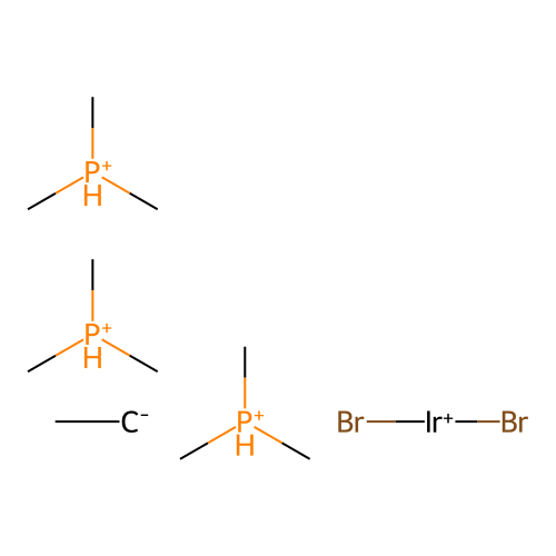 Dibromoiridium(1+);ethane;tris(trimethylphosphanium) structure