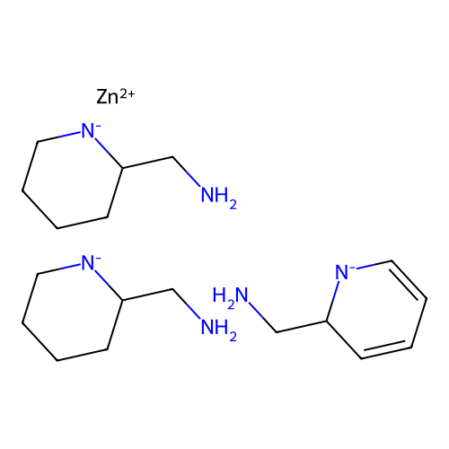 zinc;bis(piperidin-1-id-2-ylmethanamine);2H-pyridin-1-id-2-ylmethanamine structure