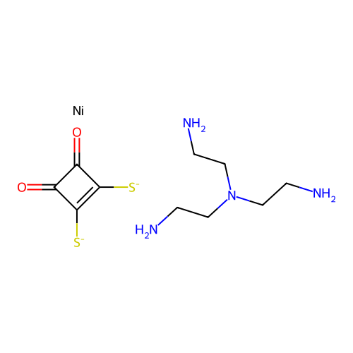 IUPAC: N,N-bis(2-aminoethyl)ethane-1,2-diamine; 3,4-dioxocyclobutene-1,2-dithiolate; Nickel structure