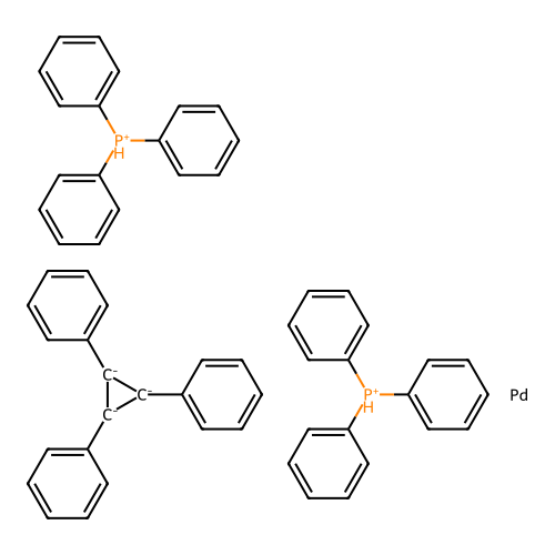 (2,3-Diphenylcyclopropyl)benzene;palladium;bis(triphenylphosphanium) structure