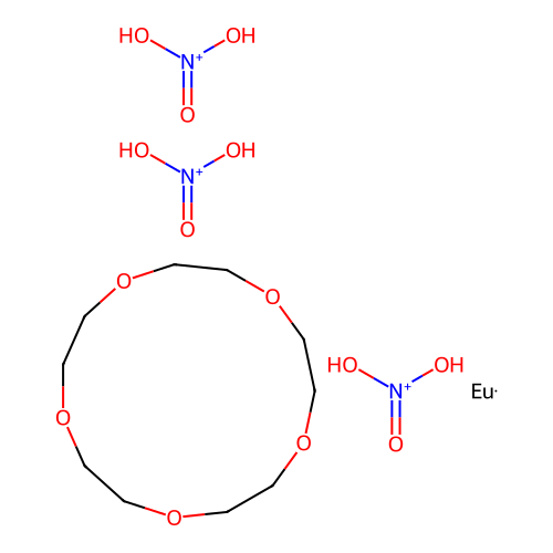 Tris(dihydroxy(oxo)azanium);europium;1,4,7,10,13-pentaoxacyclopentadecane structure