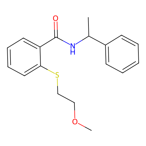 2-[(2-methoxyethyl)sulfanyl]-N-(1-phenylethyl)benzamide structure