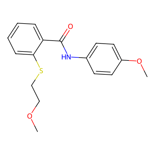 2-[(2-methoxyethyl)sulfanyl]-N-(4-methoxyphenyl)benzamide structure