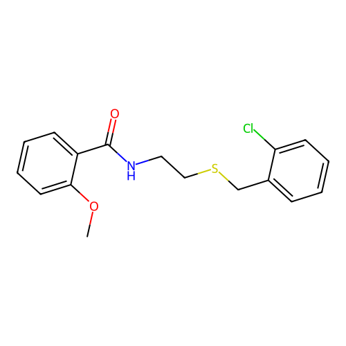 N-{2-[(2-chlorobenzyl)thio]ethyl}-2-methoxybenzamide structure