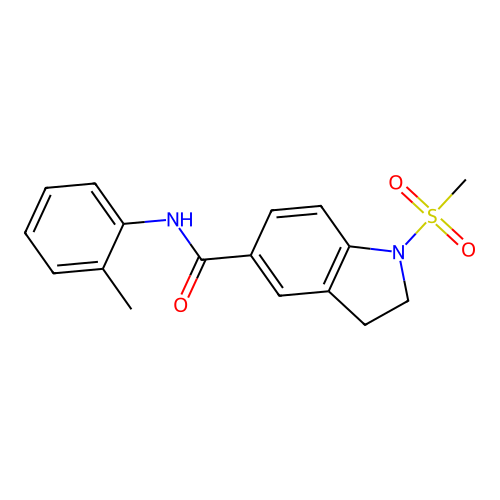 N-(2-methylphenyl)-1-(methylsulfonyl)-5-indolinecarboxamide structure