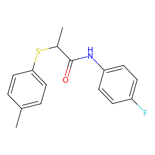 N-(4-fluorophenyl)-2-[(4-methylphenyl)sulfanyl]propanamide structure