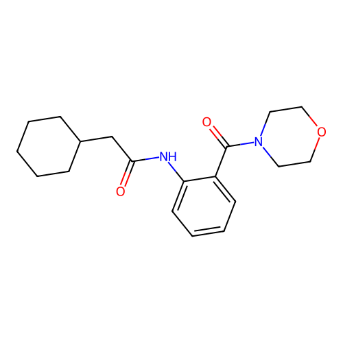 2-cyclohexyl-N-[2-(4-morpholinylcarbonyl)phenyl]acetamide structure