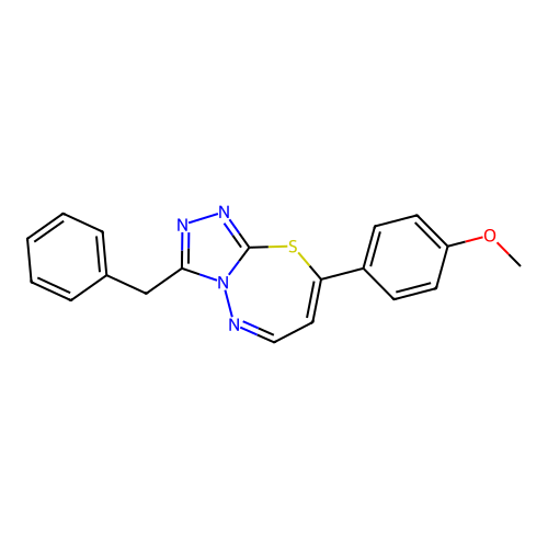 4-(3-Benzyl[1,2,4]triazolo[3,4-b][1,3,4]thiadiazepin-8-yl)phenyl methyl ether structure