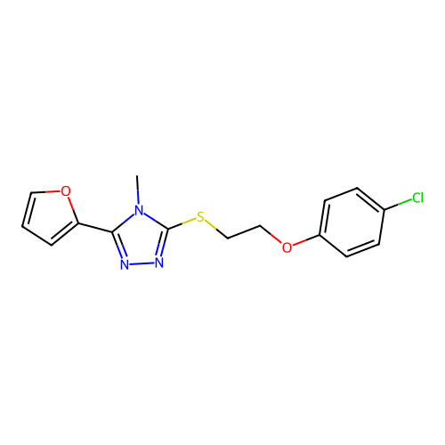 3-{[2-(4-chlorophenoxy)ethyl]sulfanyl}-5-(2-furyl)-4-methyl-4H-1,2,4-triazole structure