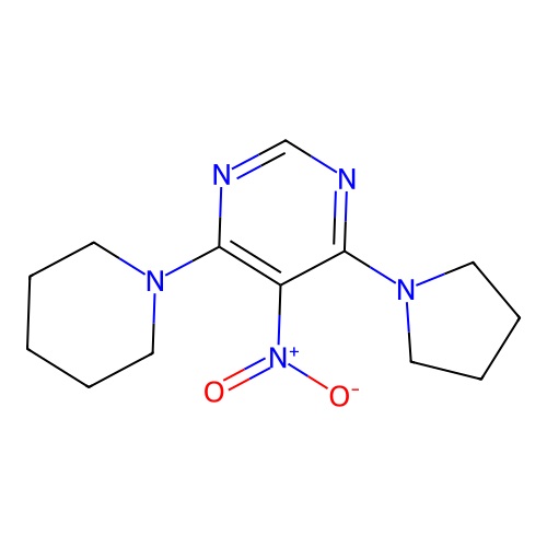 5-Nitro-4-(1-piperidinyl)-6-(1-pyrrolidinyl)pyrimidine structure