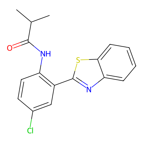 N-[2-(1,3-benzothiazol-2-yl)-4-chlorophenyl]-2-methylpropanamide structure
