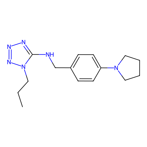 1-propyl-N-[4-(pyrrolidin-1-yl)benzyl]-1H-tetrazol-5-amine structure