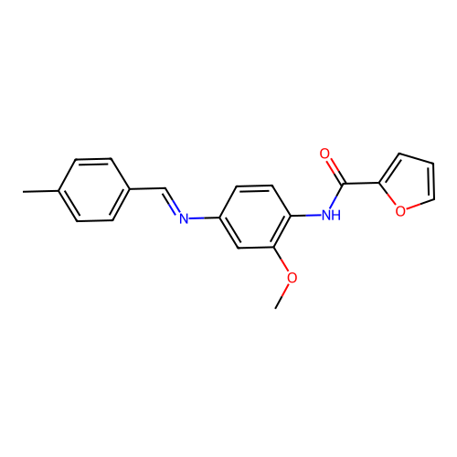 N-{2-methoxy-4-[(4-methylbenzylidene)amino]phenyl}-2-furamide structure
