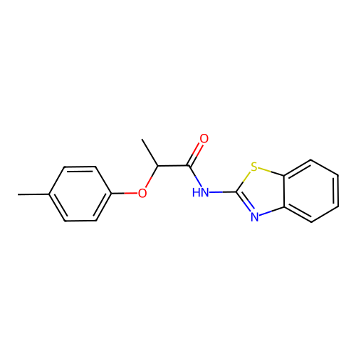 N-(1,3-benzothiazol-2-yl)-2-(4-methylphenoxy)propanamide structure