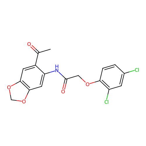 N-(6-acetyl-1,3-benzodioxol-5-yl)-2-(2,4-dichlorophenoxy)acetamide structure