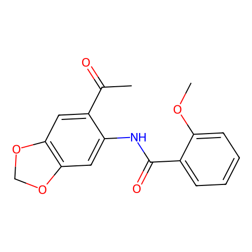 N-(6-acetyl-1,3-benzodioxol-5-yl)-2-methoxybenzamide structure