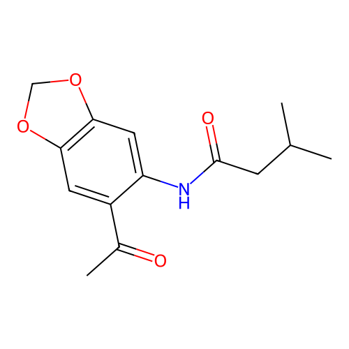 N-(6-acetyl-1,3-benzodioxol-5-yl)-3-methylbutanamide structure