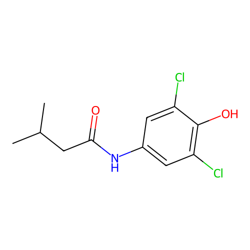 N-(3,5-dichloro-4-hydroxyphenyl)-3-methylbutanamide structure