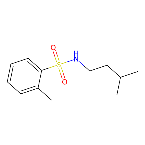 N-isopentyl-2-methylbenzenesulfonamide structure