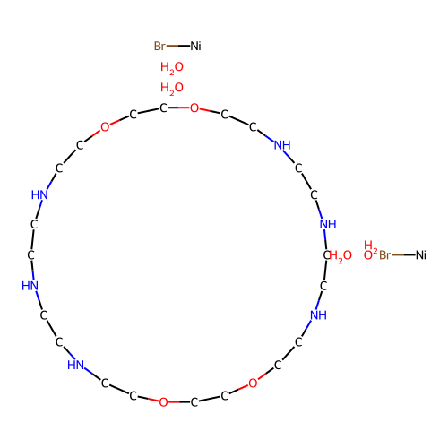 bromonickel,1,4,16,19-tetraoxa-7,10,13,22,25,28-hexazacyclotriacontane,tetrahydrate structure