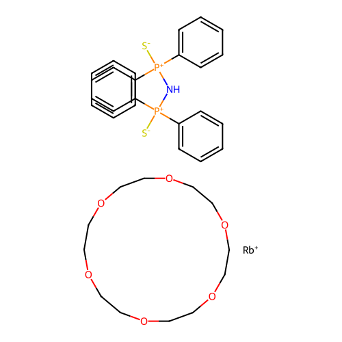 [(Diphenyl-sulfido-phosphaniumyl)amino]-diphenyl-sulfido-phosphanium; 1,4,7,10,13,16-hexaoxacyclooctadecane; rubidium(+1)cation structure