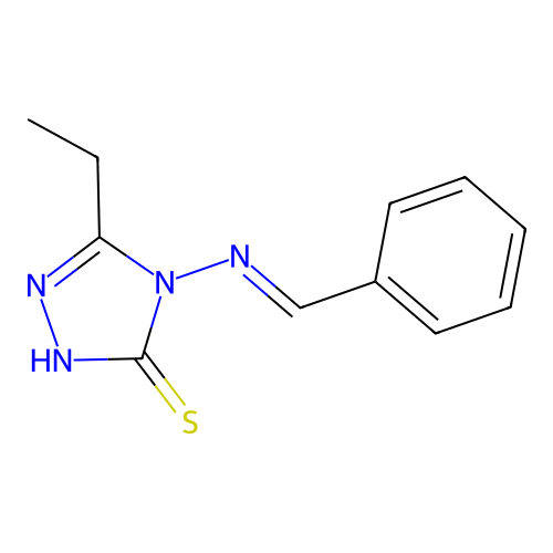 4-[(E)-benzylideneamino]-3-ethyl-1H-1,2,4-triazole-5-thione structure