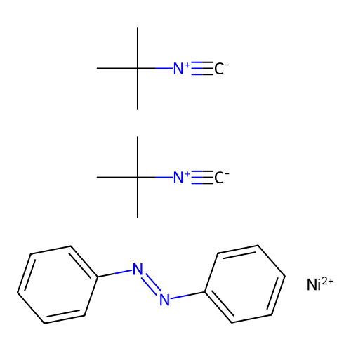 Diphenyldiazene;bis(2-isocyano-2-methylpropane);nickel(2+) structure