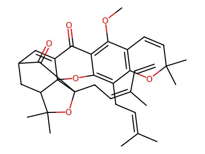 8-Methoxy-3,3,11,11-tetramethyl-13-(3-methylbut-2-en-1-yl)-1-(3-methylpenta-2,4-dien-1-yl)-3,3a,4,5-tetrahydro-1H,7H,11H-1,5-methanofuro[3,4-g]pyrano[3,2-b]xanthene-7,15-dione structure