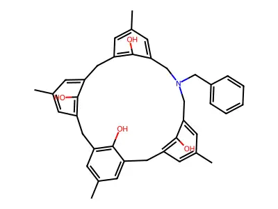 9-Benzyl-1~5~,3~5~,5~5~,7~5~-tetramethyl-9-aza-1,3,5,7(1,3)-tetrabenzenacyclodecaphane-1~2~,3~2~,5~2~,7~2~-tetrol structure