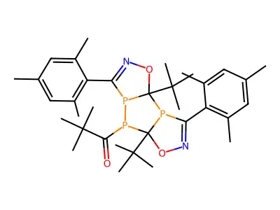 1-[5a,9a-Di-tert-butyl-3,8-bis(2,4,6-trimethylphenyl)-9aH-[1,2,4]triphospholo[1,5-d:4,3-d']bis[1,2,4]oxazaphosphol-5(5aH)-yl]-2,2-dimethylpropan-1-one structure