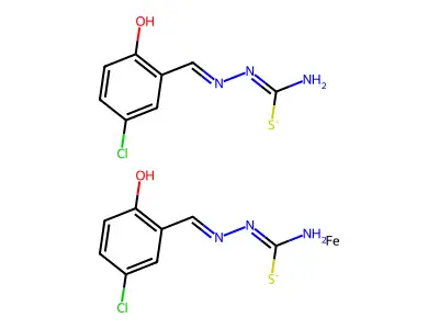 bis(N'-[(5-chloro-2-hydroxyphenyl)methylideneamino]carbamimidothioate);iron structure