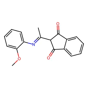 2-[N-(2-methoxyphenyl)-C-methylcarbonimidoyl]indene-1,3-dione structure