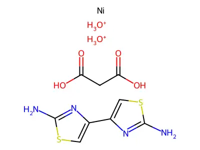 IUPAC: Dioxidanium; 4-(2-amino-1,3-thiazol-4-yl)-1,3-thiazol-2-amine; Nickel; Propanedioic Acid structure