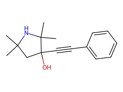 2,2,5,5-Tetramethyl-3-(2-phenylethynyl)pyrrolidin-3-ol structure