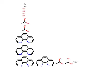 IUPAC: Ethane-1,1-diol; Iron(+2) Cation; Iron(+3) Cation; 1,10-phenanthroline; Tetrahydrate structure